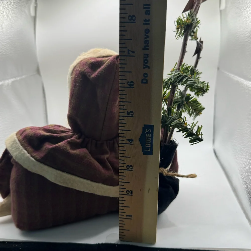 Vintage Fabric Santa Doll Burgundy Beige - Picture 5 of 5